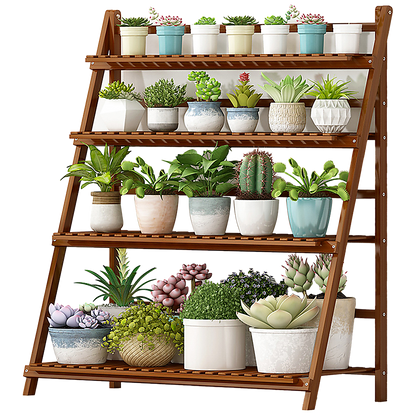 Plant Stand Outdoor Indoor Garden Wood Bamboo Shelf Folding 100CM Length V63-837771
