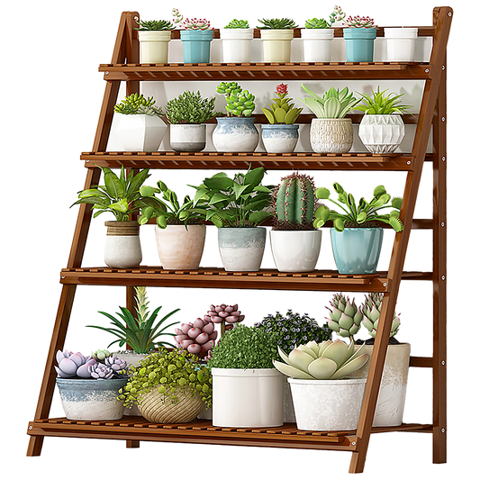 Plant Stand Outdoor Indoor Garden Wood Bamboo Shelf Folding 100CM Length V63-837771