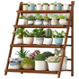 Plant Stand Outdoor Indoor Garden Wood Bamboo Shelf Folding 100CM Length V63-837771