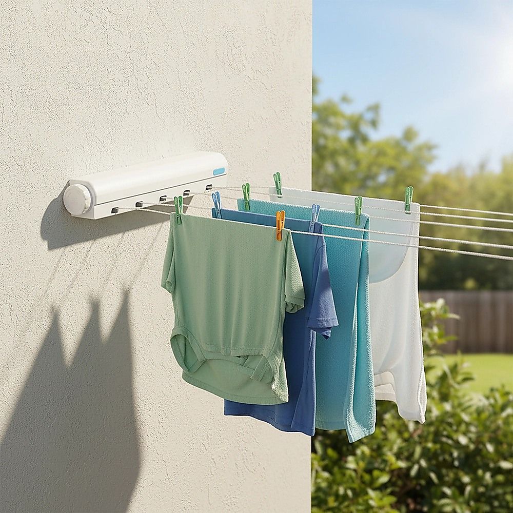 Retracting Clothesline 5 Line 18m Hanging Clothes Space Hanger V63-837781