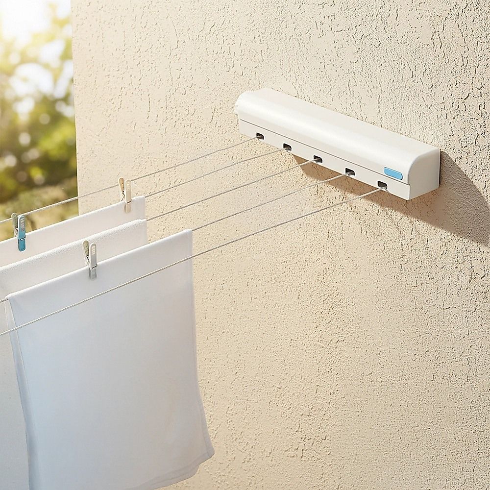 Retracting Clothesline 5 Line 18m Hanging Clothes Space Hanger V63-837781