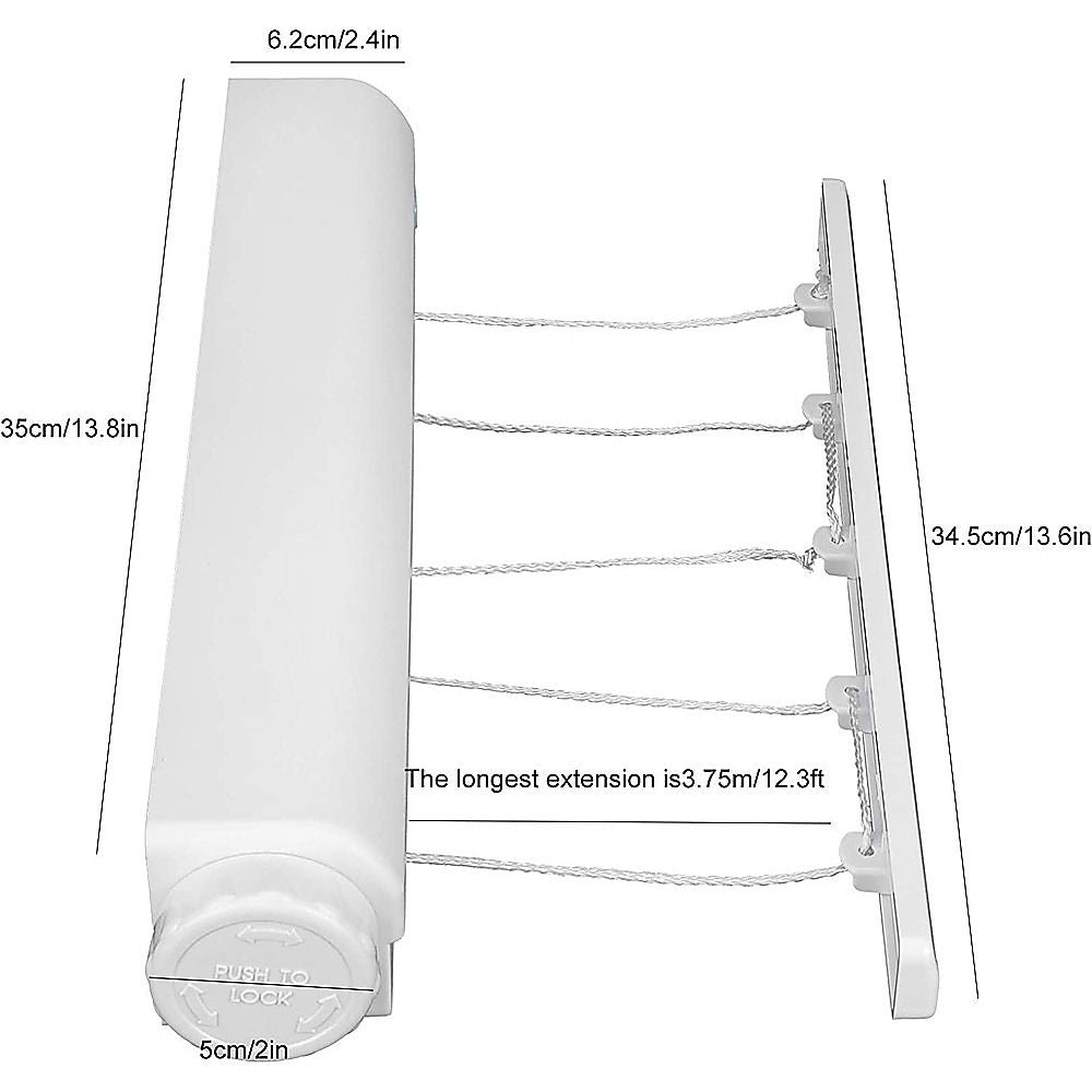 Retracting Clothesline 5 Line 18m Hanging Clothes Space Hanger V63-837781