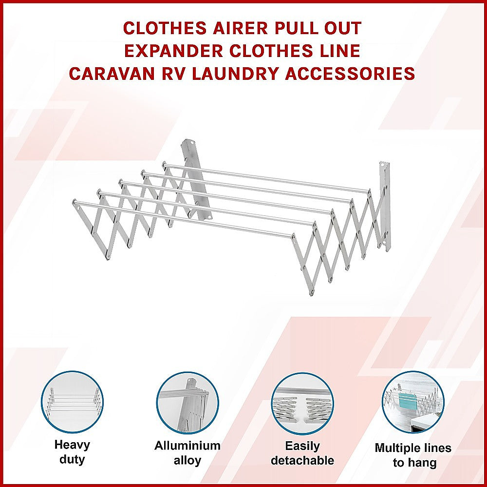Pull Out Clothes Airer - Expanding Laundry Drying Line for Caravan, RV & Home V63-837791