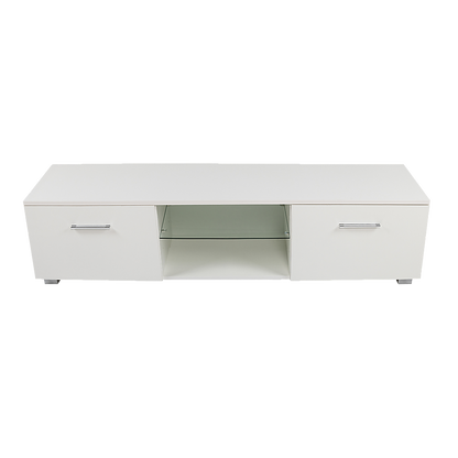 TV Cabinet Entertainment Unit Stand High Gloss Storage Shelf 140cm White V63-837811