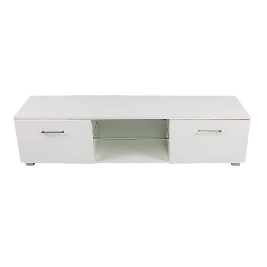 TV Cabinet Entertainment Unit Stand High Gloss Storage Shelf 140cm White V63-837811