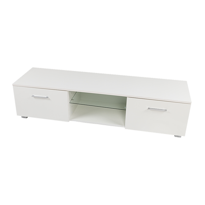 TV Cabinet Entertainment Unit Stand High Gloss Storage Shelf 140cm White V63-837811