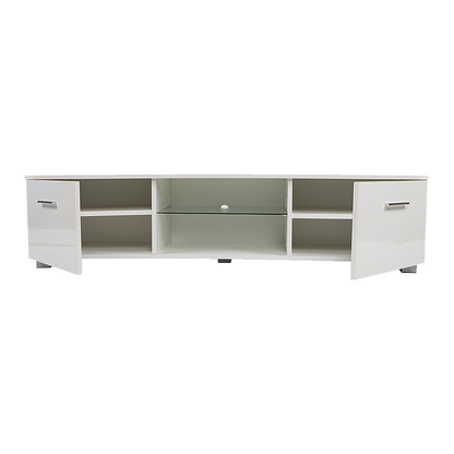 TV Cabinet Entertainment Unit Stand High Gloss Storage Shelf 140cm White V63-837811