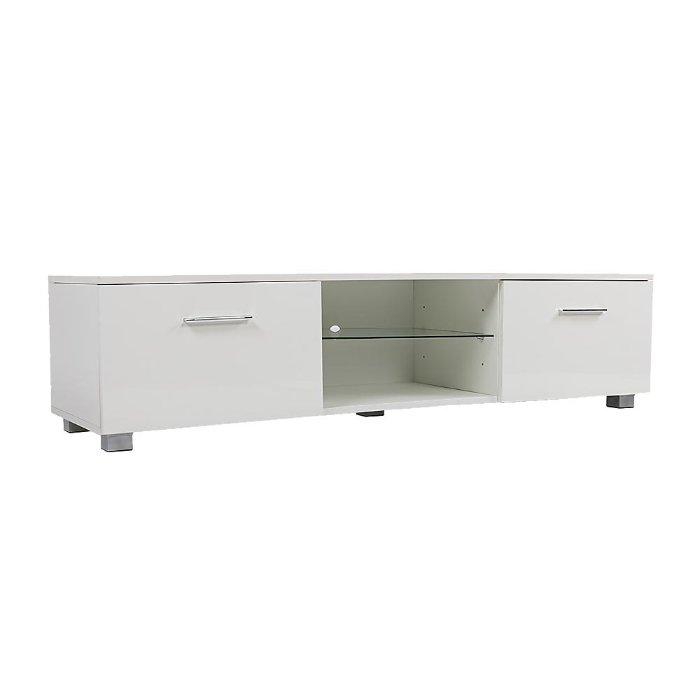 TV Cabinet Entertainment Unit Stand High Gloss Storage Shelf 140cm White V63-837811