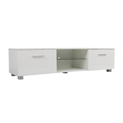 TV Cabinet Entertainment Unit Stand High Gloss Storage Shelf 140cm White V63-837811
