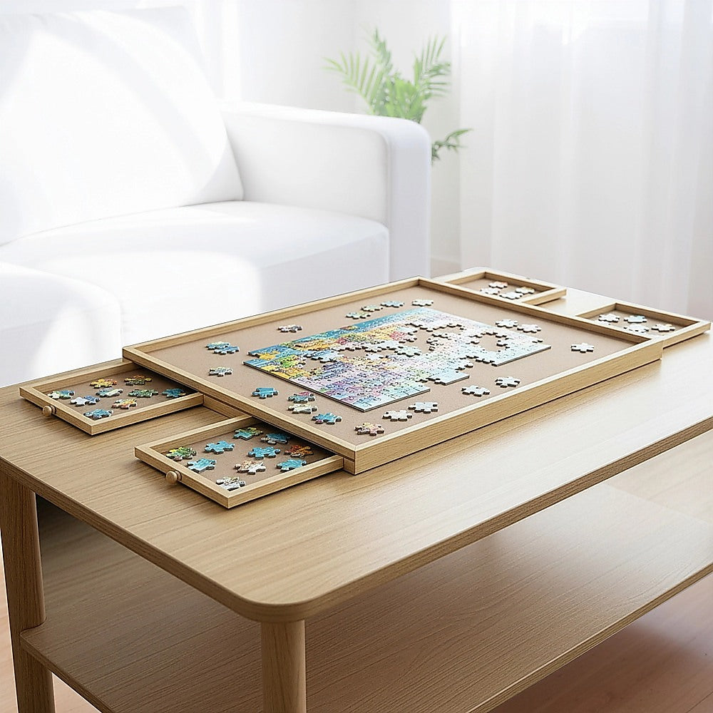 Wooden Jigsaw Puzzle Table Board Storage Table Tray Puzzle For Adult Kid V63-837831