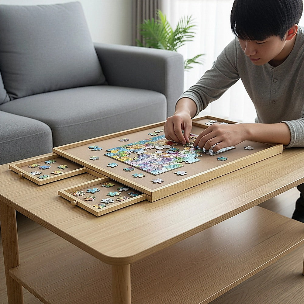 Wooden Jigsaw Puzzle Table Board Storage Table Tray Puzzle For Adult Kid V63-837831
