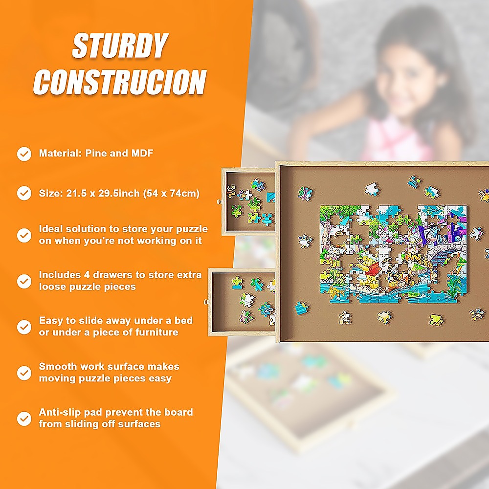 Wooden Jigsaw Puzzle Table Board Storage Table Tray Puzzle For Adult Kid V63-837831