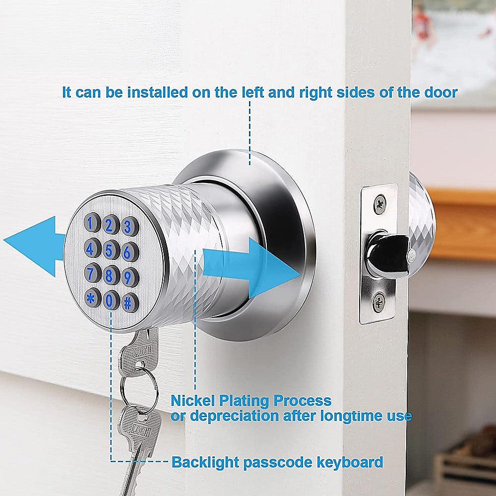 Digital Electronic Code Door Lock Keyless Entry Keypad Programmable Lock Knob V63-837851