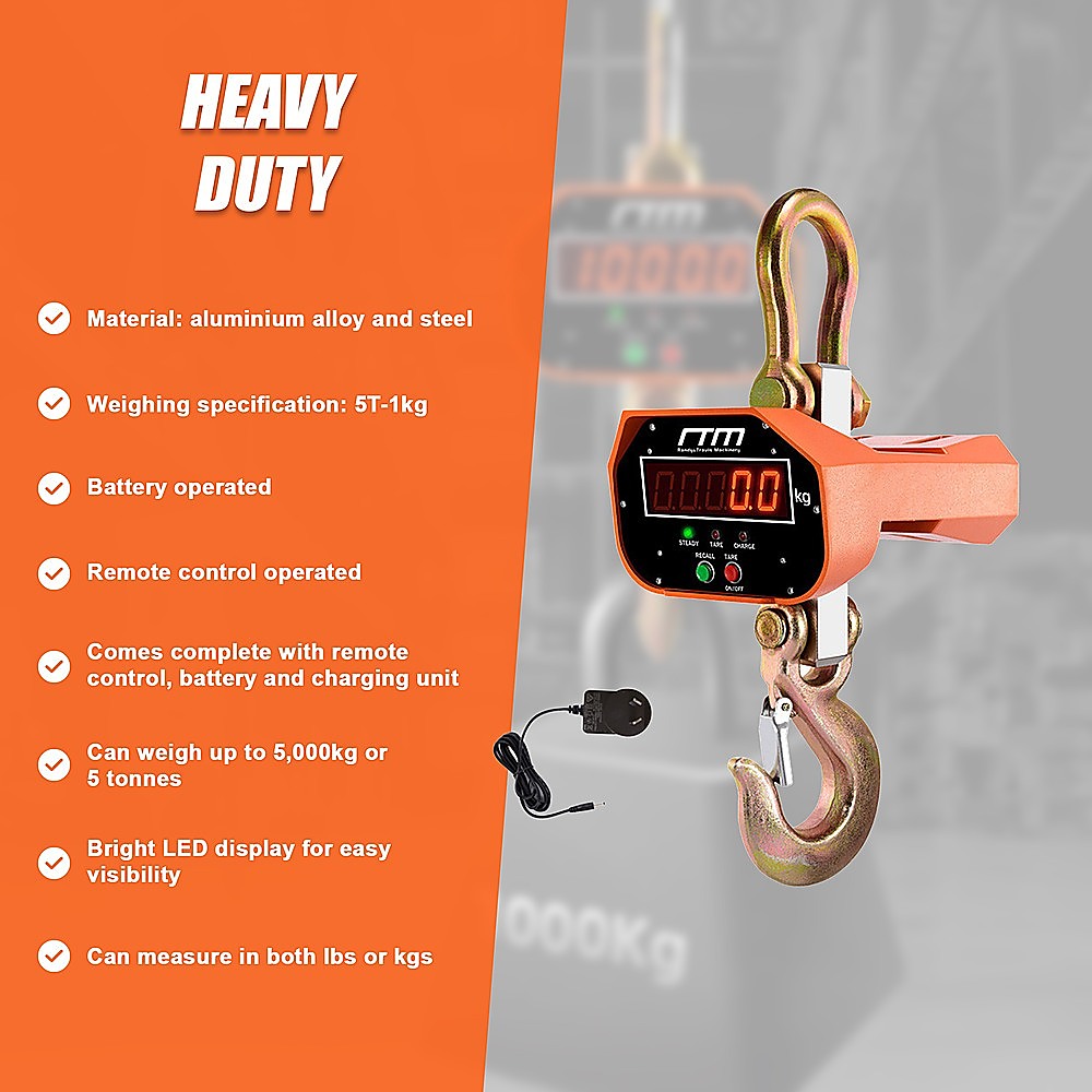 5000kg Electronic Crane Scales Industrial Hanging Digital Weight V63-837861
