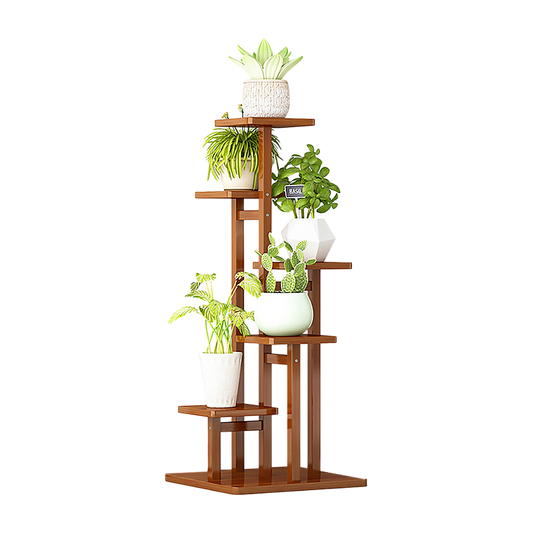 5 Tiers Vertical Bamboo Plant Stand Staged Flower Shelf Rack Outdoor Garden V63-837921