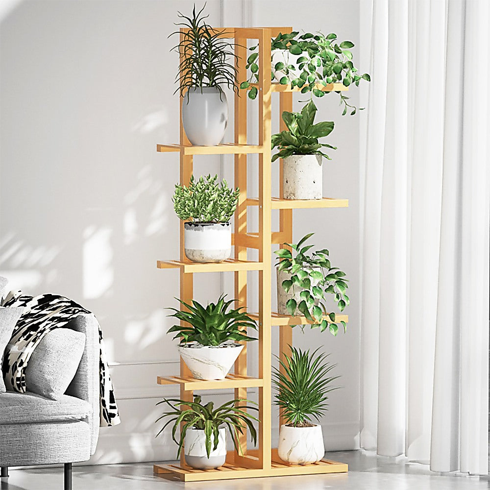 6 Tiers Vertical Bamboo Plant Stand Staged Flower Shelf Rack Outdoor Garden V63-837941