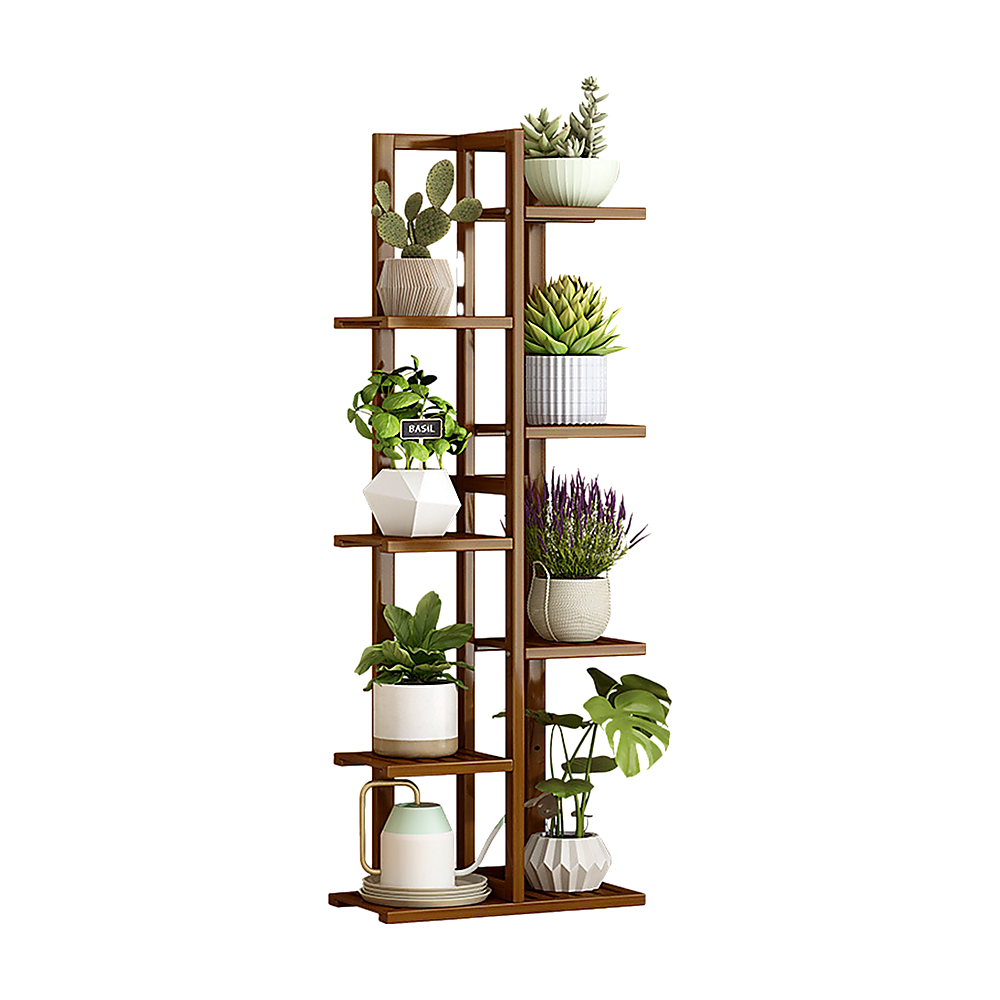 6 Tiers Vertical Bamboo Plant Stand Staged Flower Shelf Rack Outdoor Garden V63-837951