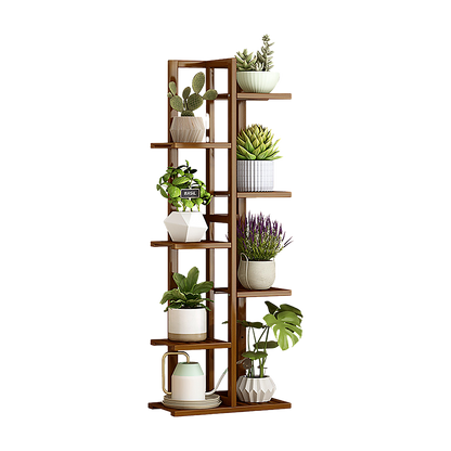 6 Tiers Vertical Bamboo Plant Stand Staged Flower Shelf Rack Outdoor Garden V63-837951