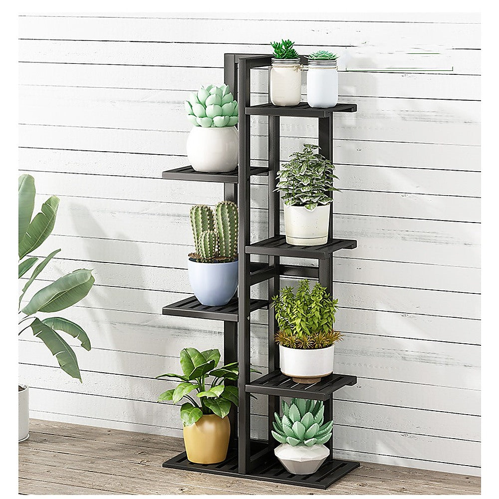 6 Tiers Vertical Bamboo Plant Stand Staged Flower Shelf Rack Outdoor Garden V63-837961