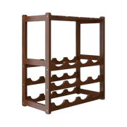 Bamboo Wine Rack Free Standing 15 Bottles with 6 Glasses Holder Storage in Dark Brown V63-837981