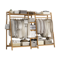 Portable Clothes Rack Coat Garment Stand Bamboo Rail Hanger Airer Closet V63-838031