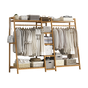 Portable Clothes Rack Coat Garment Stand Bamboo Rail Hanger Airer Closet V63-838031