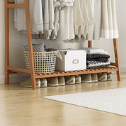 Portable Clothes Rack Coat Garment Stand Bamboo Rail Hanger Airer Closet V63-838041