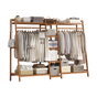 Portable Clothes Rack Coat Garment Stand Bamboo Rail Hanger Airer Closet V63-838041