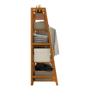 Portable Clothes Rack Coat Garment Stand Bamboo Rail Hanger Airer Closet V63-838041