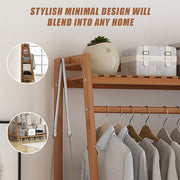 Portable Clothes Rack Coat Garment Stand Bamboo Rail Hanger Airer Closet V63-838041