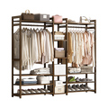 Portable Clothes Rack Coat Garment Stand Bamboo Rail Hanger Airer Closet V63-838071