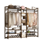 Portable Clothes Rack Coat Garment Stand Bamboo Rail Hanger Airer Closet V63-838071