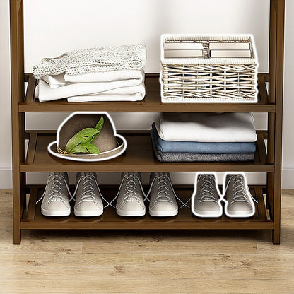 Portable Clothes Rack Coat Garment Stand Bamboo Rail Hanger Airer Closet V63-838071