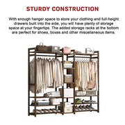 Portable Clothes Rack Coat Garment Stand Bamboo Rail Hanger Airer Closet V63-838071