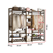 Portable Clothes Rack Coat Garment Stand Bamboo Rail Hanger Airer Closet V63-838071