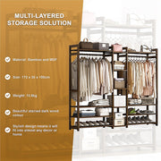 Portable Clothes Rack Coat Garment Stand Bamboo Rail Hanger Airer Closet V63-838071