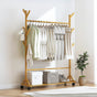 Portable Clothes Rack Coat Garment Stand Bamboo Rail Hanger Airer Closet V63-838091