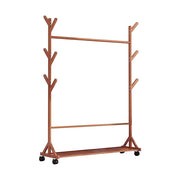 Portable Clothes Rack Coat Garment Stand Bamboo Rail Hanger Airer Closet V63-838101