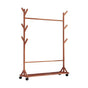 Portable Clothes Rack Coat Garment Stand Bamboo Rail Hanger Airer Closet V63-838101