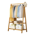 Portable Clothes Rack Coat Garment Stand Bamboo Rail Hanger Airer Closet V63-838121