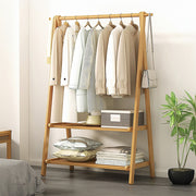 Portable Clothes Rack Coat Garment Stand Bamboo Rail Hanger Airer Closet V63-838121
