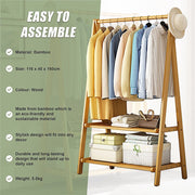 Portable Clothes Rack Coat Garment Stand Bamboo Rail Hanger Airer Closet V63-838121