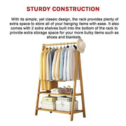 Portable Clothes Rack Coat Garment Stand Bamboo Rail Hanger Airer Closet V63-838121