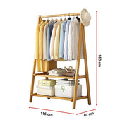 Portable Clothes Rack Coat Garment Stand Bamboo Rail Hanger Airer Closet V63-838121