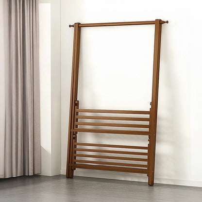 Portable Clothes Rack Coat Garment Stand Bamboo Rail Hanger Airer Closet V63-838131