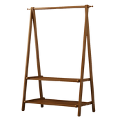 Portable Clothes Rack Coat Garment Stand Bamboo Rail Hanger Airer Closet V63-838131