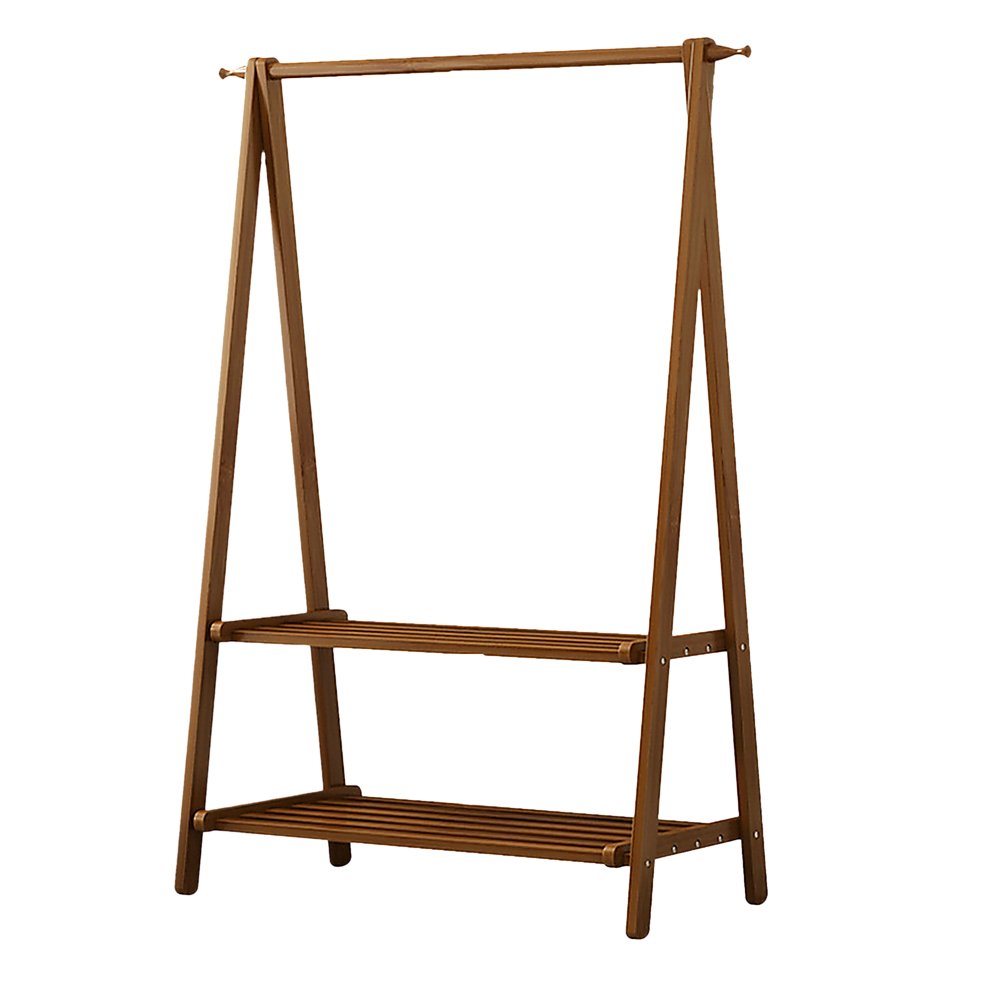 Portable Clothes Rack Coat Garment Stand Bamboo Rail Hanger Airer Closet V63-838131