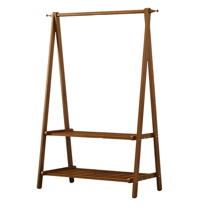 Portable Clothes Rack Coat Garment Stand Bamboo Rail Hanger Airer Closet V63-838131