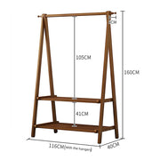 Portable Clothes Rack Coat Garment Stand Bamboo Rail Hanger Airer Closet V63-838131