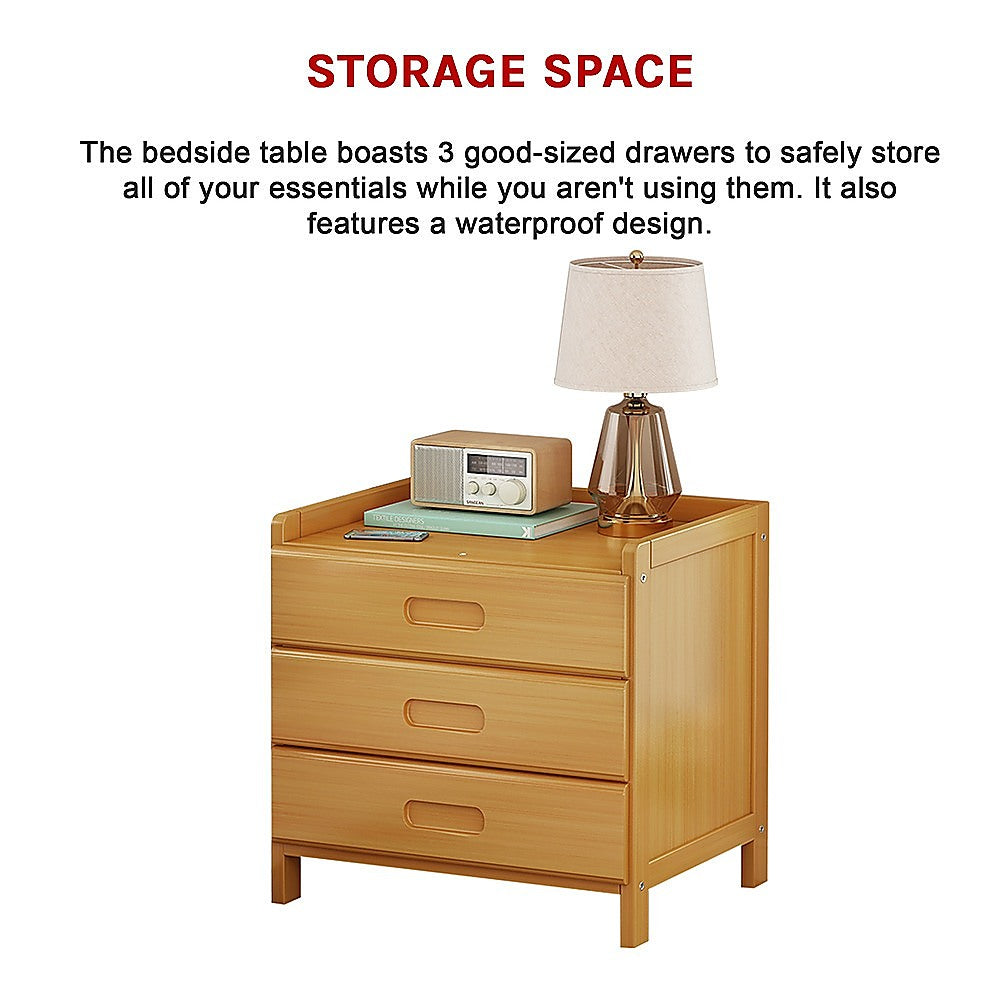 Bamboo Bedside Table Nightstand Storage Bedroom Sofa Side Stand V63-838181